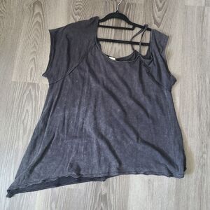 We The Free Charcoal Gray Strappy Short Sleeve Top
